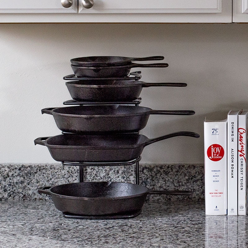 Lodge Cookware Organizer - 5-Tier - Multi-Tier Storage Rack for Cookware & Accessories - Space-Saving Organizer for Cast Iron, Lids & Kitchen Essentials - Matte Black