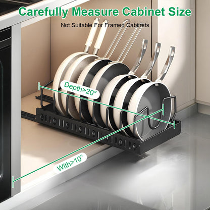 Pull Out Pots and Pans Organizer with 8 Adjustable Dividers for Cabinet