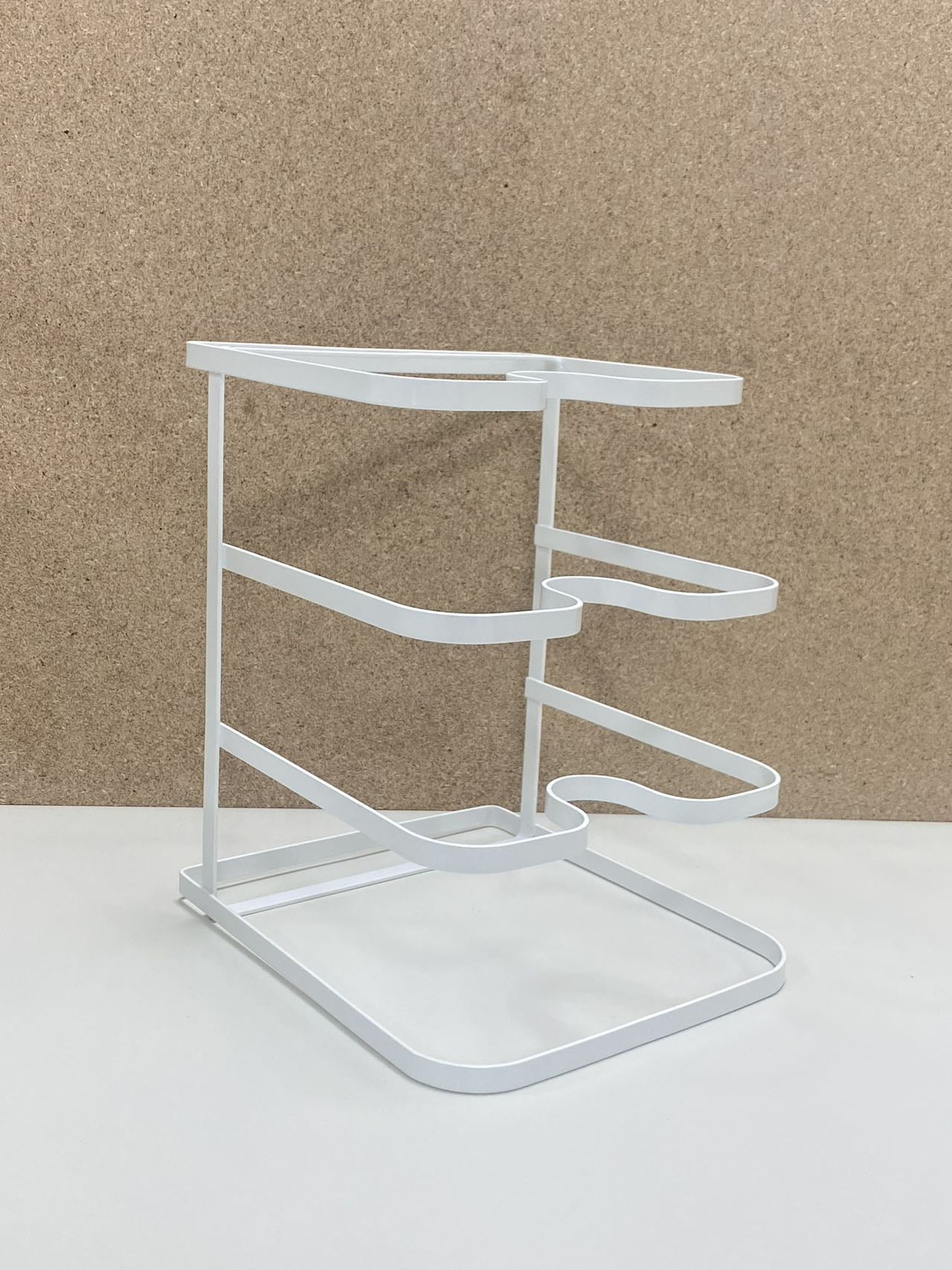 Mainstays Metal Pot Lid Organizer Rack, U-Shape Pan Lid Holder for Kitchen Cabinet, Countertop or Pantry Storage, White