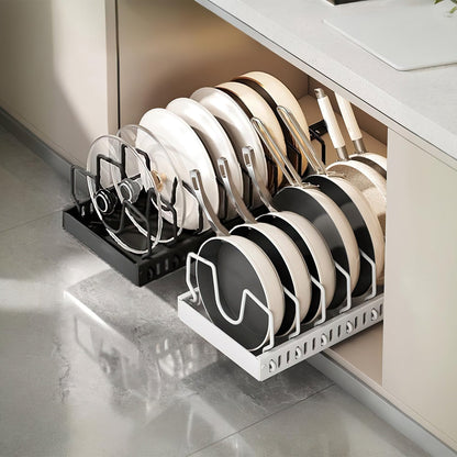 Pull Out Pots and Pans Organizer with 8 Adjustable Dividers for Cabinet